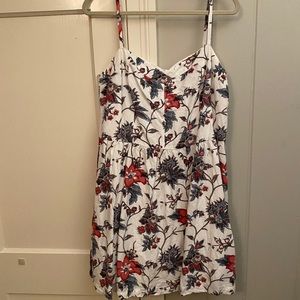 Ann Taylor Loft Pink & Blue Floral Linen Sundress Women’s Size 14